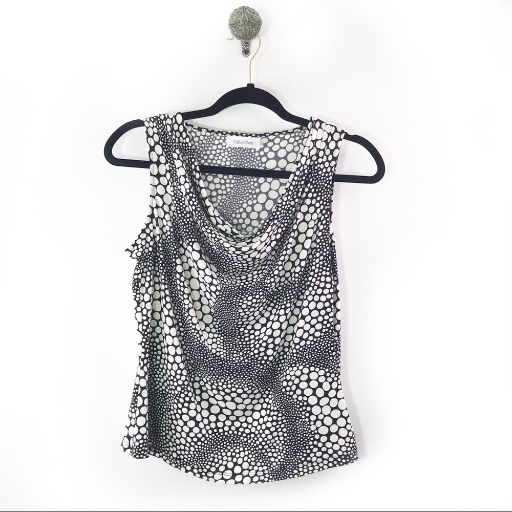 Calvin Klein Black Cream Circle Dress Tank 374-3